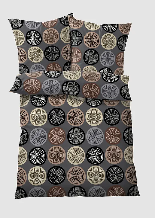 bonprix Zeitlose Bettwäsche mit farbigen Kreisen - braun Biber