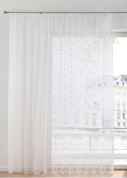 bonprix Zeitlose Fensterdekoration aus Jacquard - weiß Kräuselband