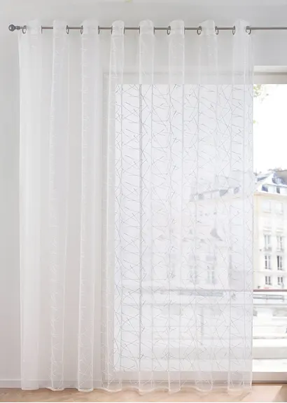 bonprix Zeitlose Fensterdekoration aus Jacquard - weiß Ösen