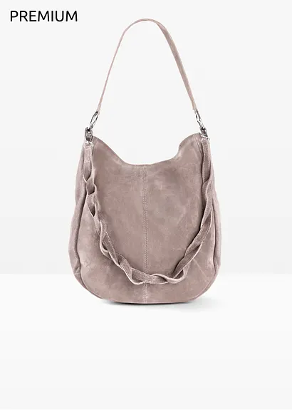 bonprix Zeitlose Ledertasche mit geflochtenem Tragehenkel - beige - Damen