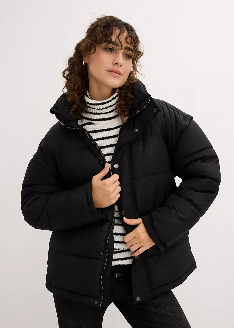 Bonprix Zeitlose Steppjacke Mit Abnehmbaren Ärmeln Reißverschlusstaschen Und Gürtelschlaufen