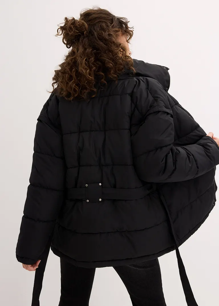 Bonprix Zeitlose Steppjacke Mit Abnehmbaren Ärmeln Reißverschlusstaschen Und Gürtelschlaufen