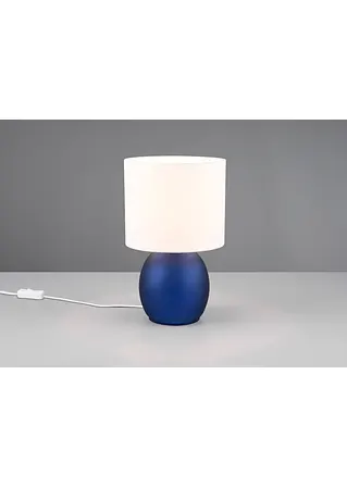 Bonprix Zeitlose Tischleuchte Mit Glasfuß Und Stoffschirm - Blau