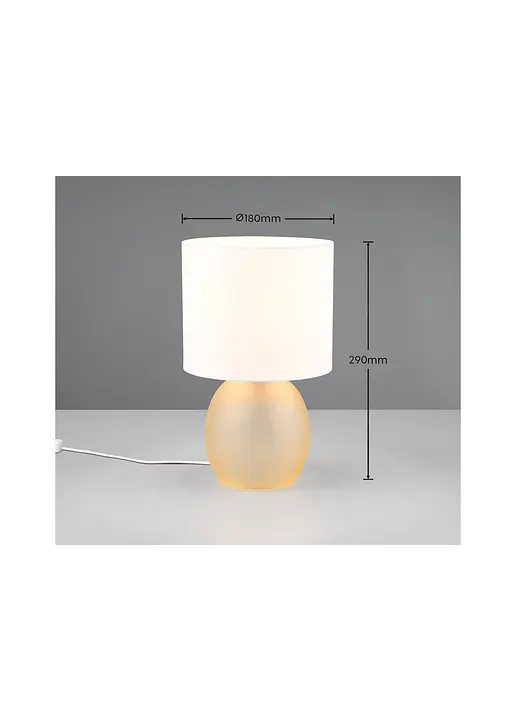 Bonprix Zeitlose Tischleuchte Mit Glasfuß Und Stoffschirm - Braun