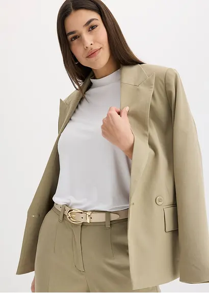 Bonprix Zeitloser Gürtel Aus Glattleder - Beige - Damen