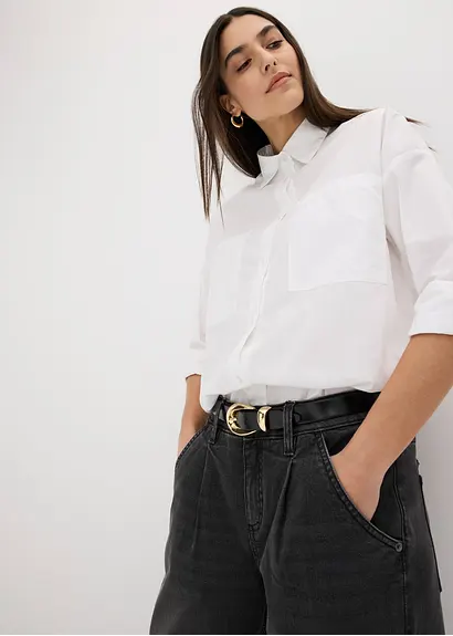 Bonprix Zeitloser Gürtel Aus Glattleder - Schwarz - Damen