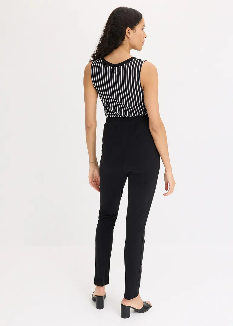 Bonprix Zeitloser Jumpsuit Mit Bindegürtel - Schwarz - Damen