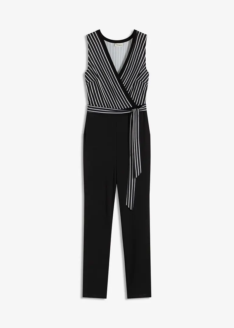 bonprix Zeitloser Jumpsuit mit Bindegürtel - schwarz - Damen bonprix Zeitloser Jumpsuit mit Bindegürtel - schwarz - Damen