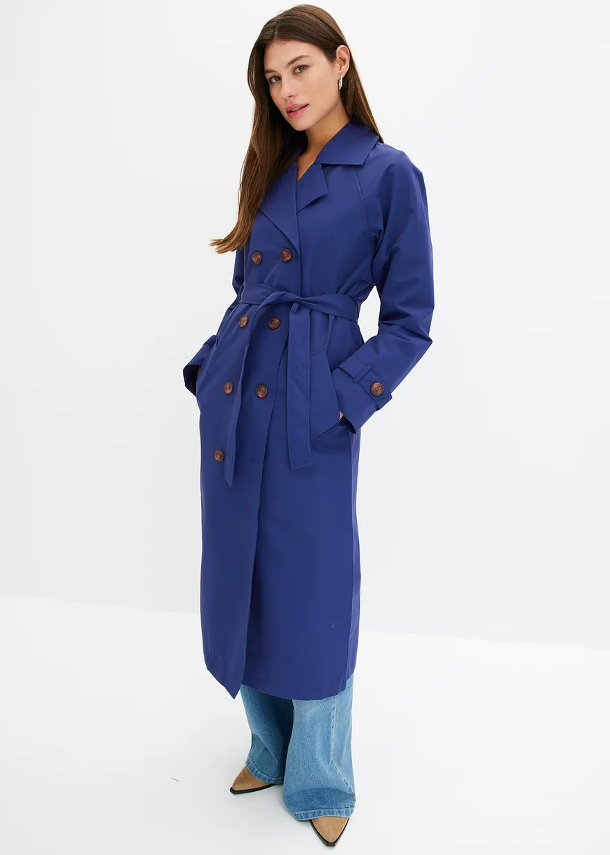Bonprix Zeitloser Langer Trenchcoat Mit Reverskragen Und Recyceltem Polyester