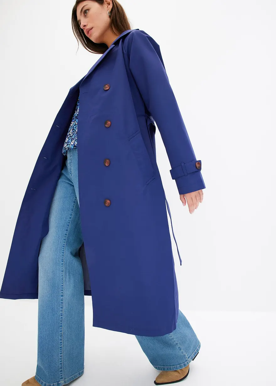 Bonprix Zeitloser Langer Trenchcoat Mit Reverskragen Und Recyceltem Polyester