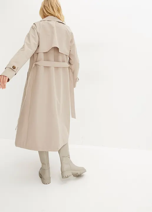 Bonprix Zeitloser Langer Trenchcoat Mit Reverskragen Und Recyceltem Polyester