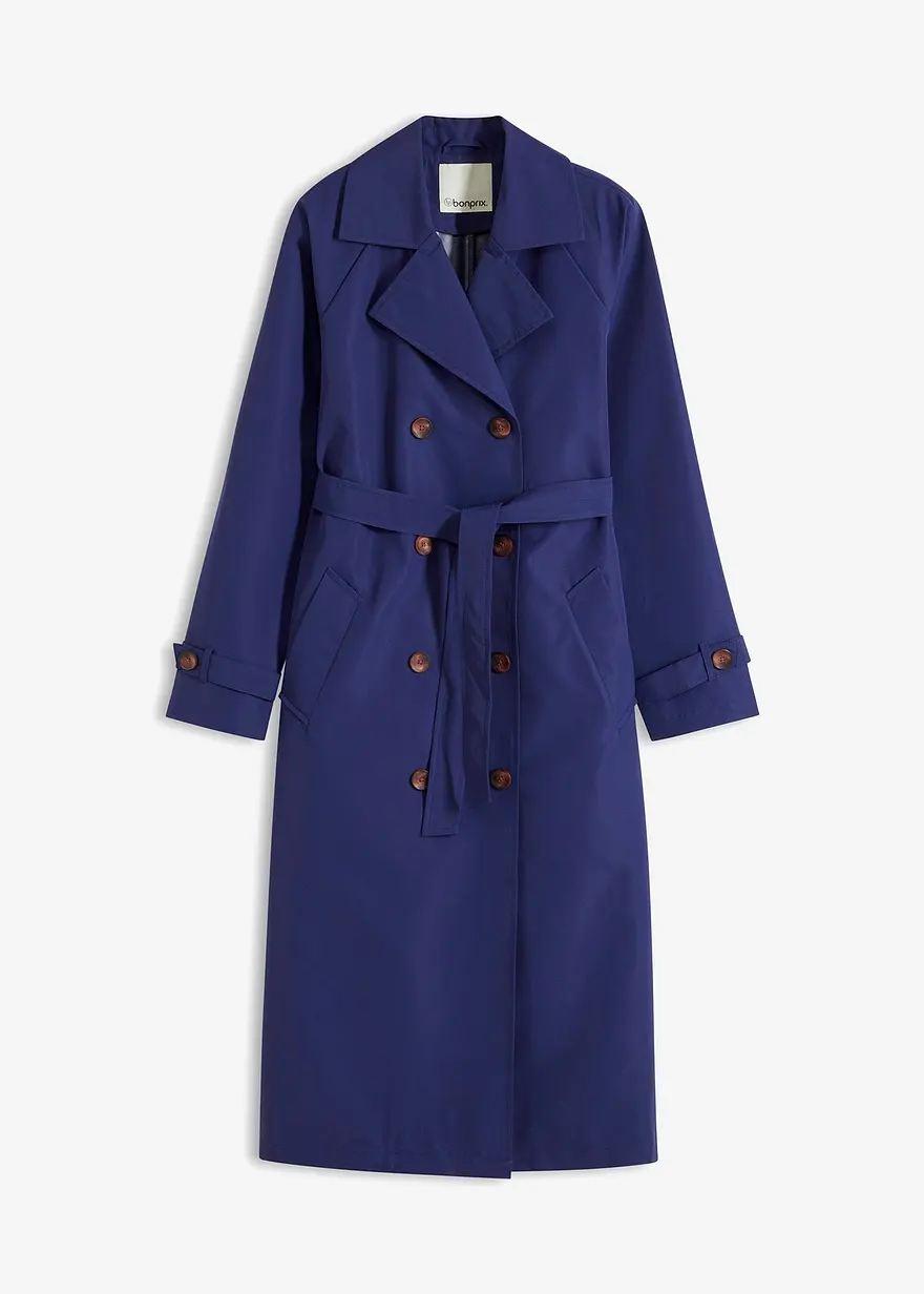 bonprix Zeitloser langer Trenchcoat mit Reverskragen und recyceltem Polyester