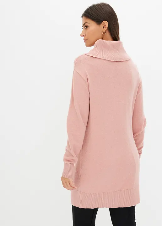 Bonprix Zeitloser Longpullover Mit Hohem Kragen - Rosa - Damen