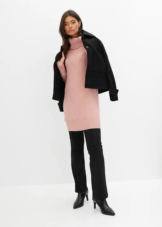 Bonprix Zeitloser Longpullover Mit Hohem Kragen - Rosa - Damen