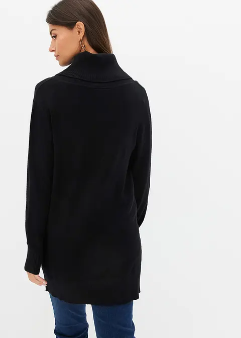 Bonprix Zeitloser Longpullover Mit Hohem Kragen - Schwarz