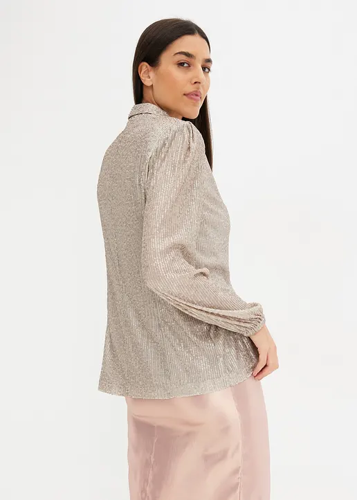 Bonprix Zeitloser Pailletten-Blazer Ohne Verschluss - Grau