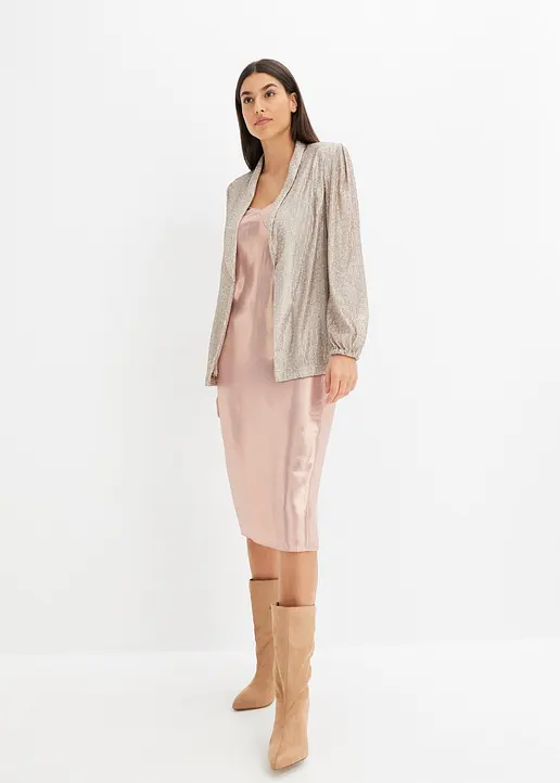 Bonprix Zeitloser Pailletten-Blazer Ohne Verschluss - Grau