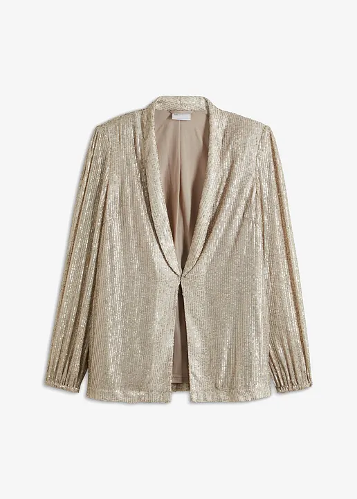 bonprix Zeitloser Pailletten-Blazer ohne Verschluss - grau