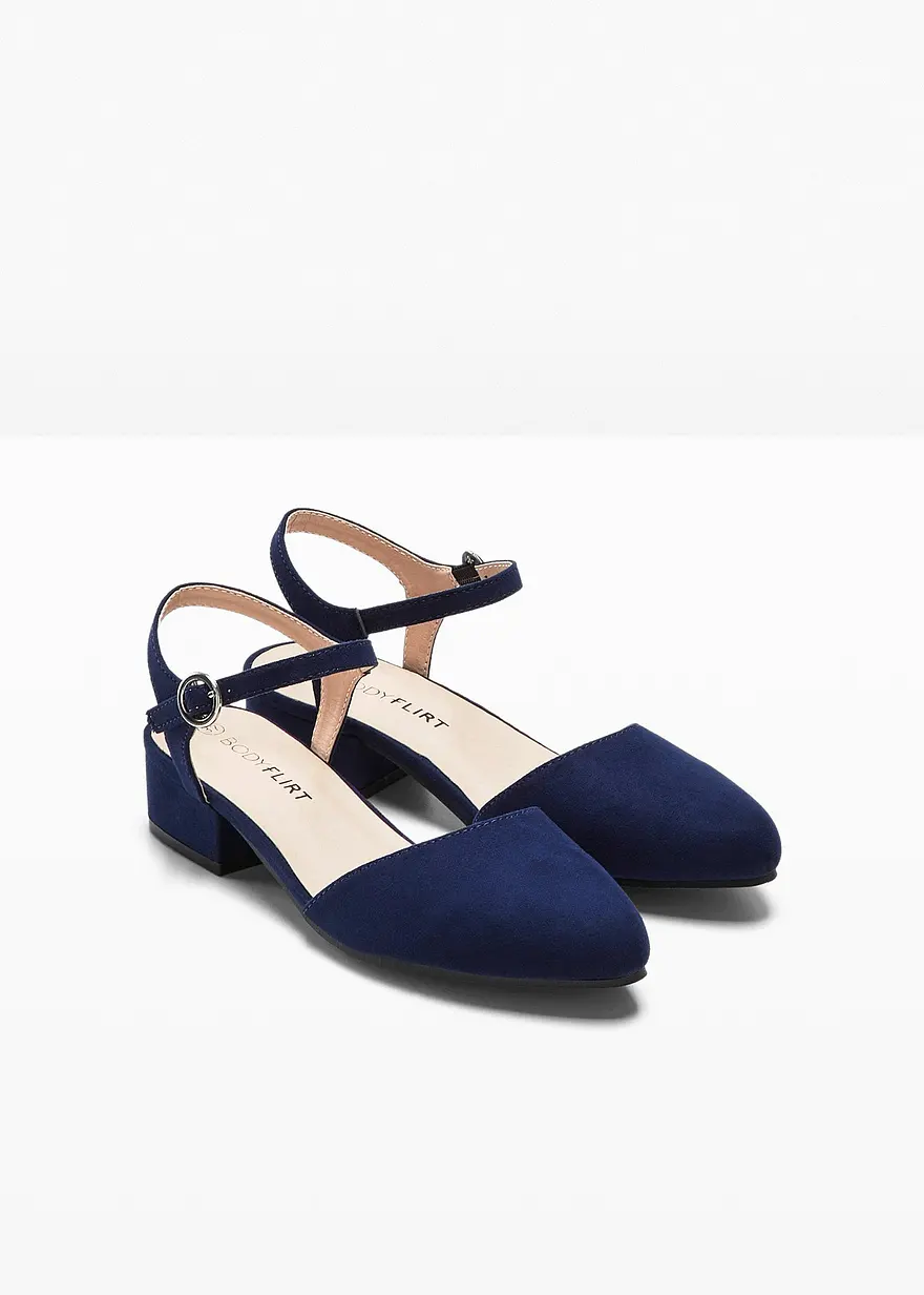 Bonprix Zeitloser Sling Pumps In Velourslederoptik - Blau