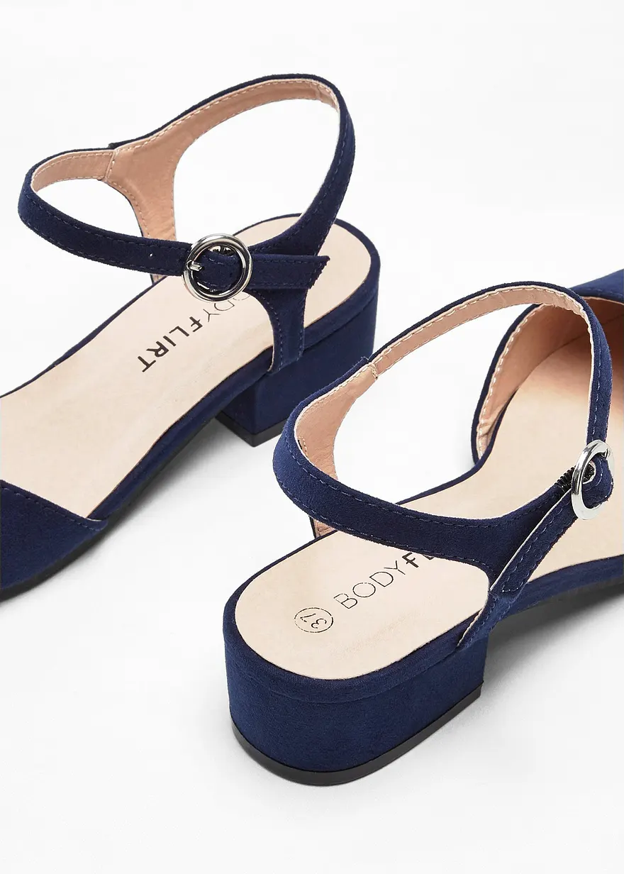 Bonprix Zeitloser Sling Pumps In Velourslederoptik - Blau