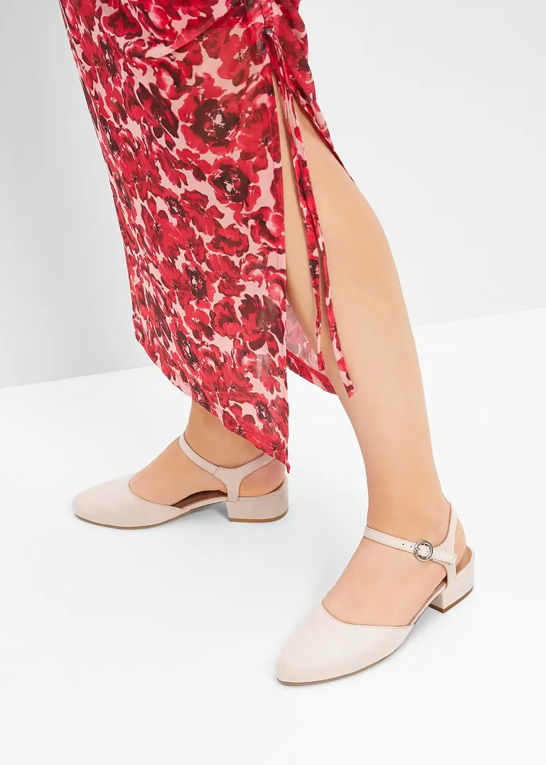 Bonprix Zeitloser Sling Pumps In Velourslederoptik - Rosa
