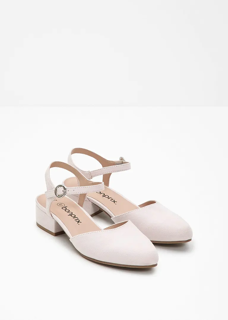Bonprix Zeitloser Sling Pumps In Velourslederoptik - Rosa