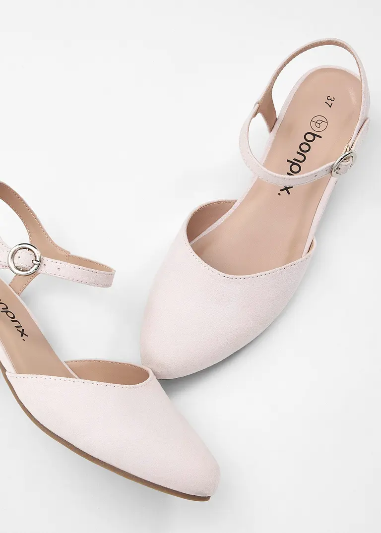 Bonprix Zeitloser Sling Pumps In Velourslederoptik - Rosa