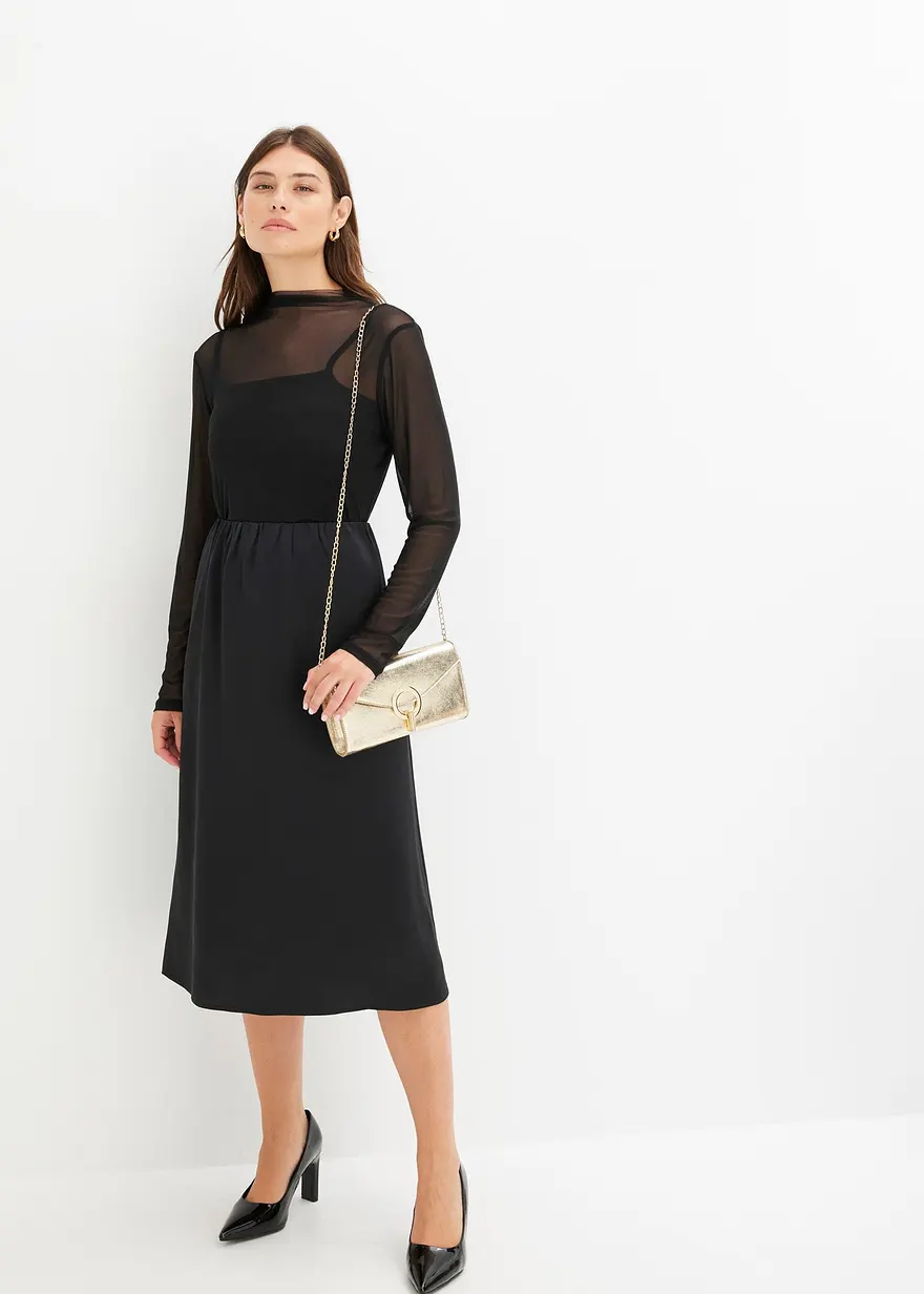 Bonprix Zeitloser Und Glänzender Rock - Schwarz - Damen