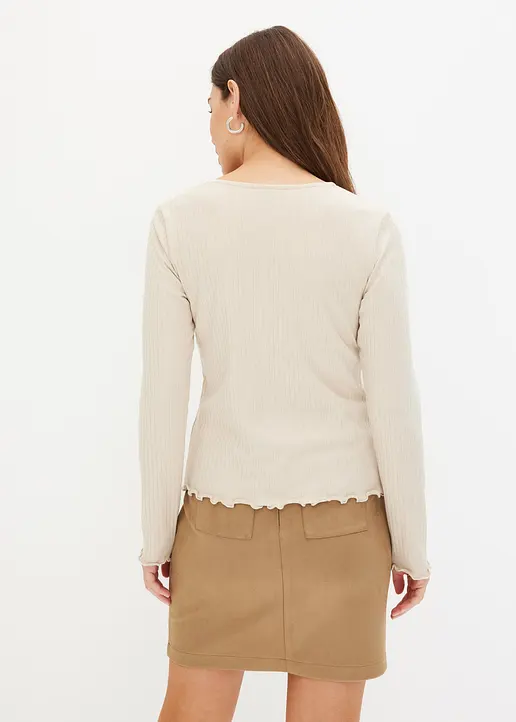 Bonprix Zeitloses Shirt Mit Sexy Ausschnitt - Beige - Damen