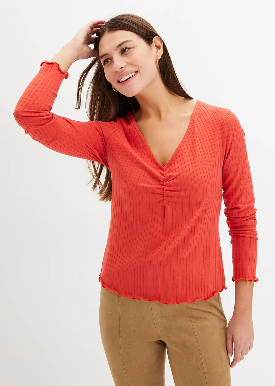 Bonprix Zeitloses Shirt Mit Sexy Ausschnitt - Rot - Damen
