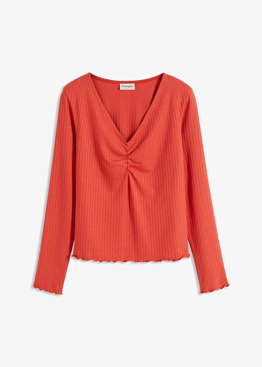 bonprix Zeitloses Shirt mit sexy Ausschnitt - rot - Damen